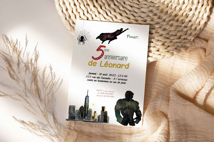 Cartes d'invitation anniversaire super héros