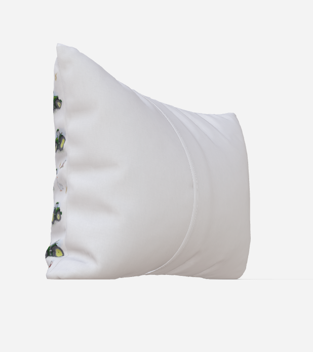 Housse de couette - tracteurs vert - naturel en satin de coton