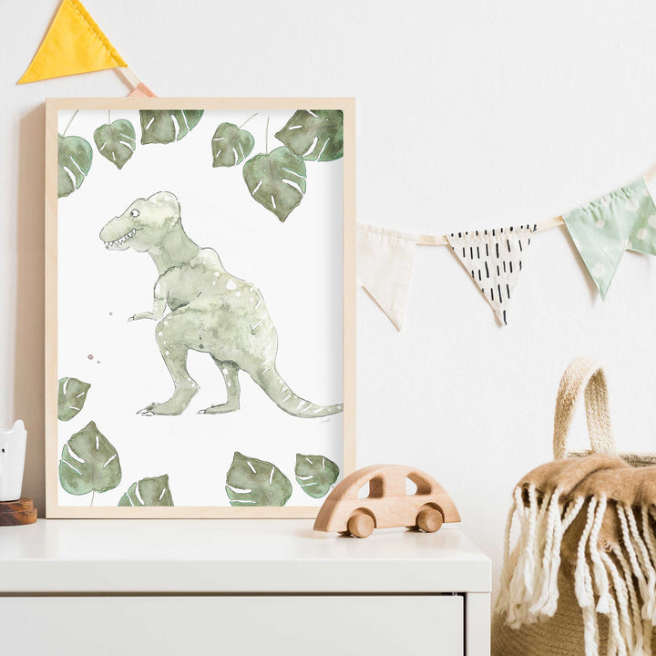 Illustration - Dinos - Tyrannosaure et monstera