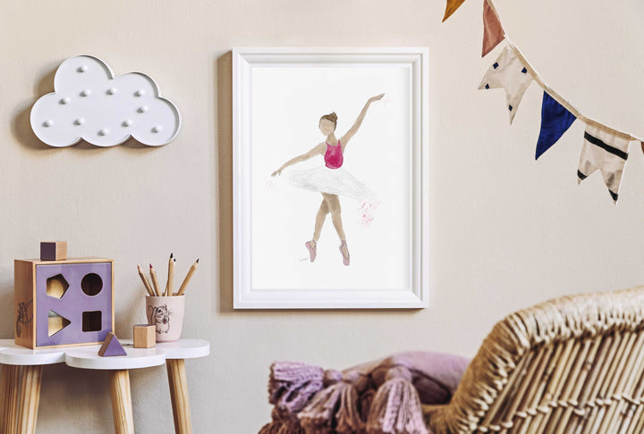 Illustration - Ballerine, rose et blanche