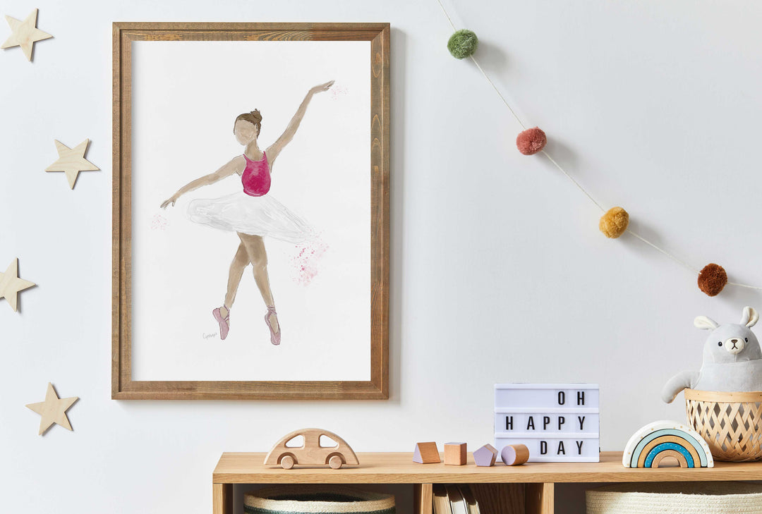 Illustration - Ballerine, rose et blanche
