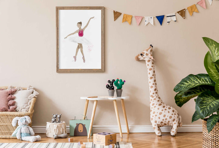 Illustration - Ballerine, rose et blanche