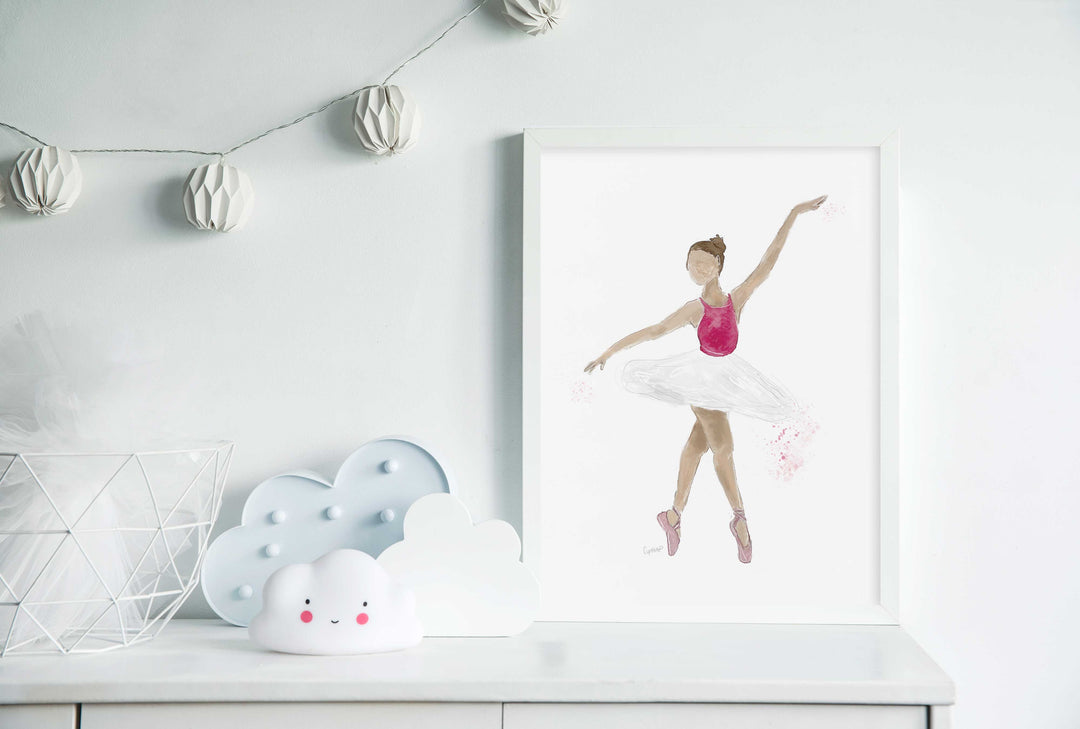 Illustration - Ballerine, rose et blanche