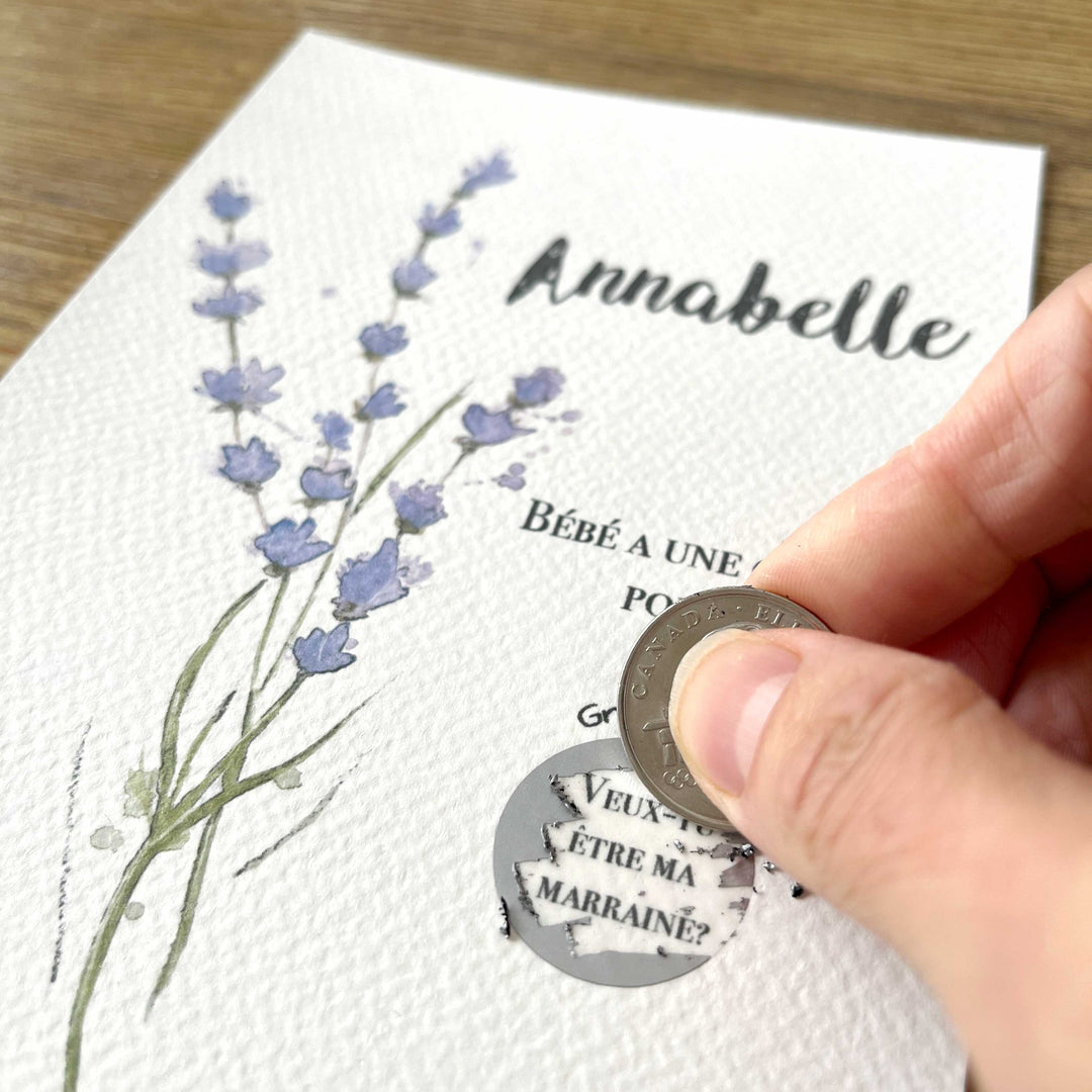 Carte à gratter personnalisable - Veux-tu être ma marraine?