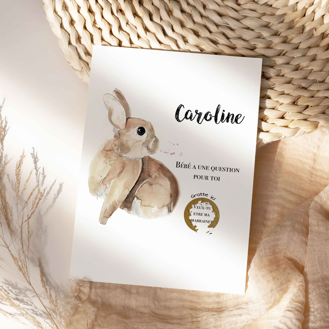 Carte à gratter personnalisable - Veux-tu être ma marraine?