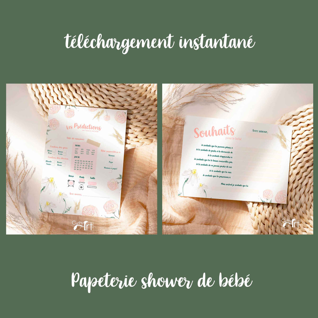 Duo : Cartons les prédictions et souhaits de bébé fleurs (version numérique seulement)