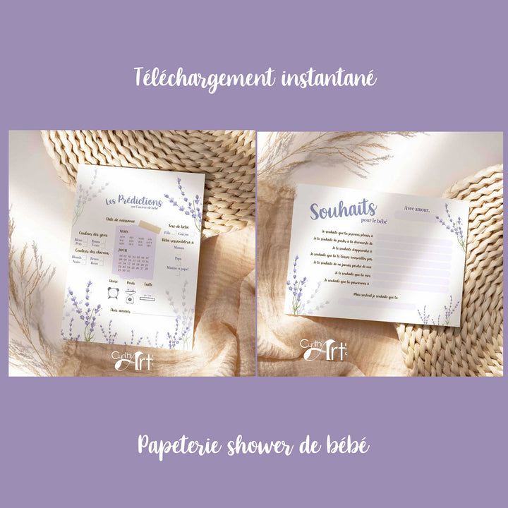 Duo : Cartons les prédictions et souhaits de bébé lavande (version numérique seulement)