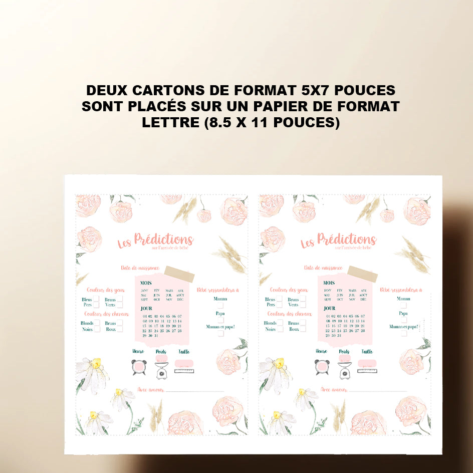 Duo : Cartons les prédictions et souhaits de bébé fleurs (version numérique seulement)