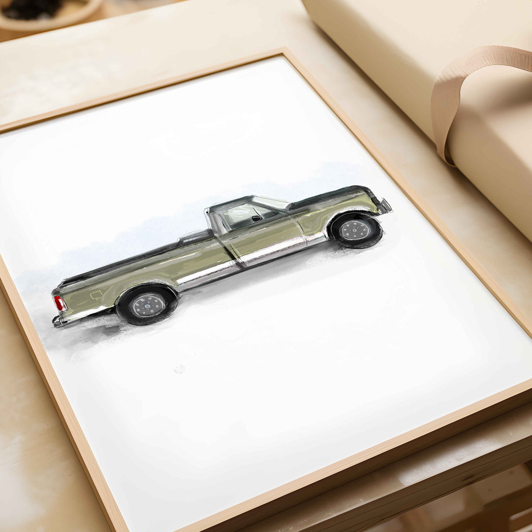 Trio d'affiches véhicules - pickup, motocross, train à vapeur  (vert mousse)