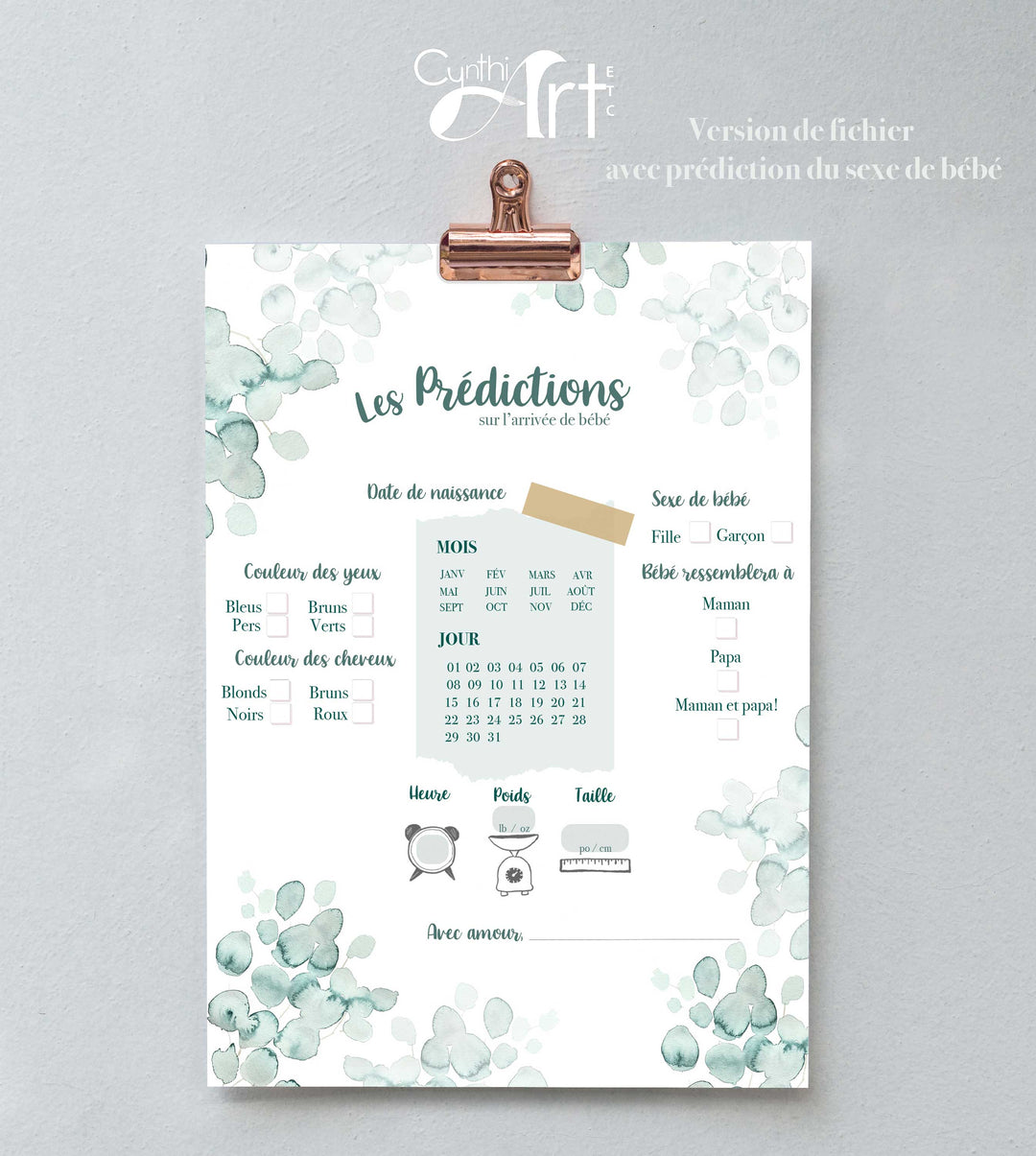 Duo : Cartons les prédictions et souhaits de bébé eucalyptus (version numérique seulement)