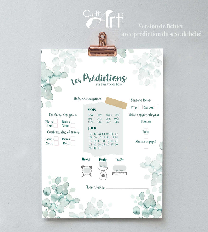 Duo : Cartons les prédictions et souhaits de bébé eucalyptus (version numérique seulement)