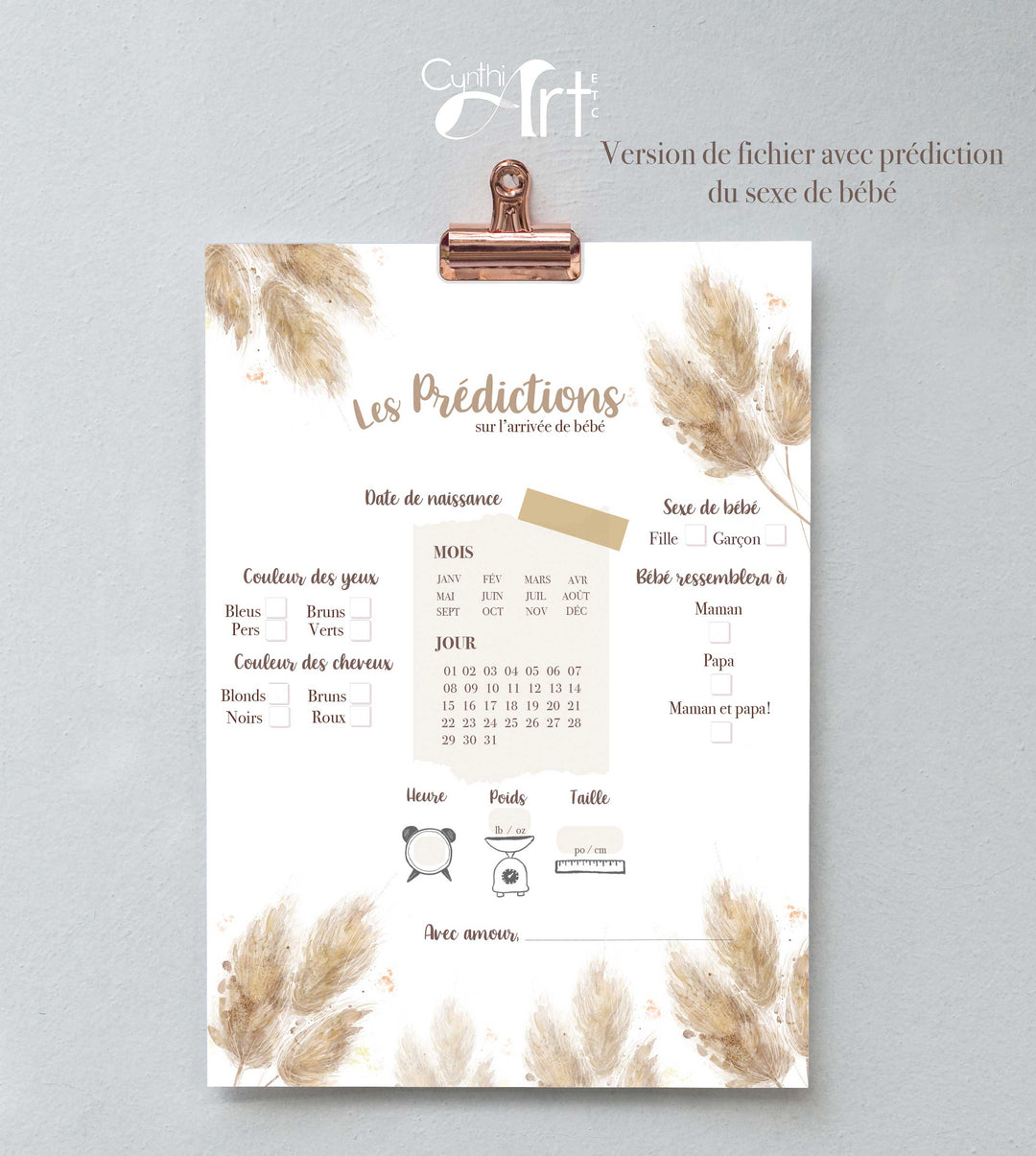 Duo : Cartons les prédictions et souhaits de bébé pampas (version numérique seulement)