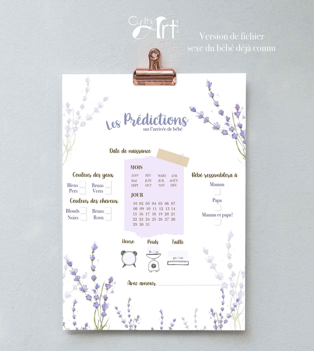 Duo : Cartons les prédictions et souhaits de bébé lavande (version numérique seulement)