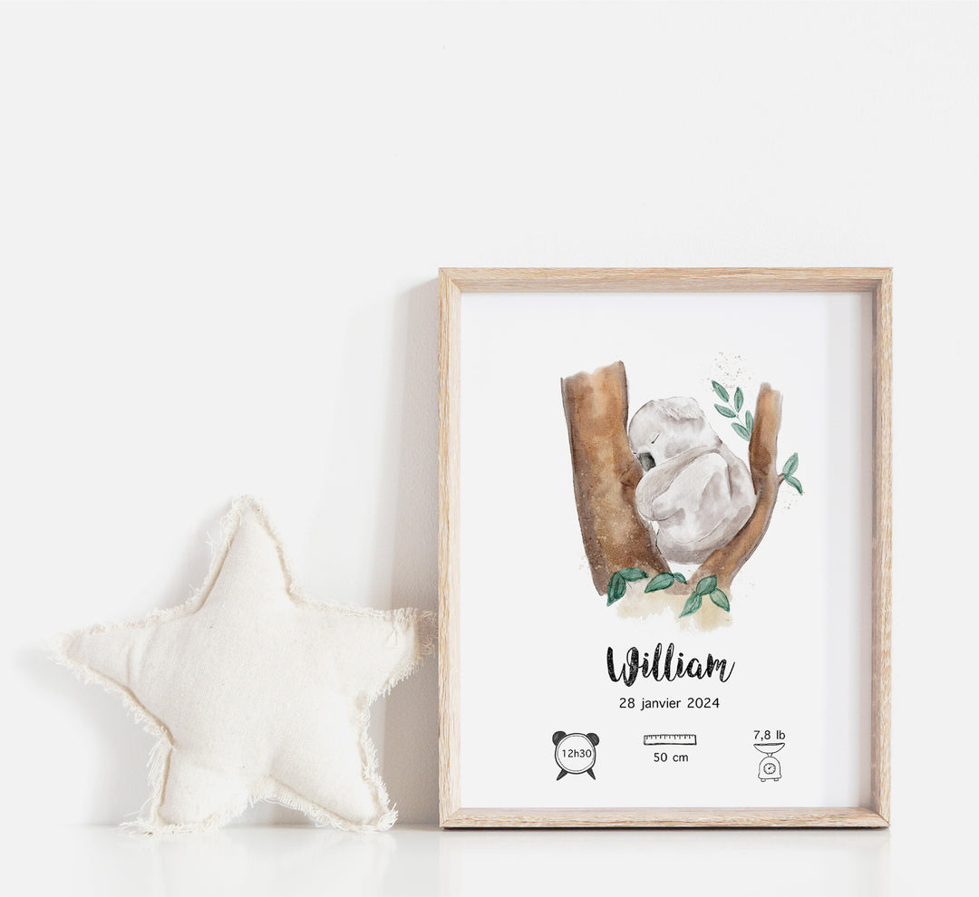 Affiche de naissance - Doux rêves petit Koala