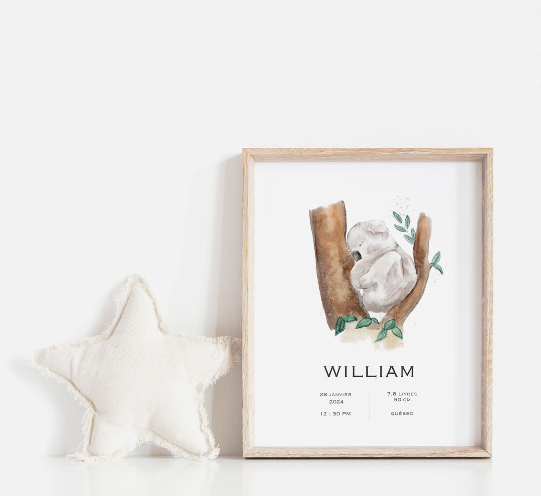 Affiche de naissance - Doux rêves petit Koala