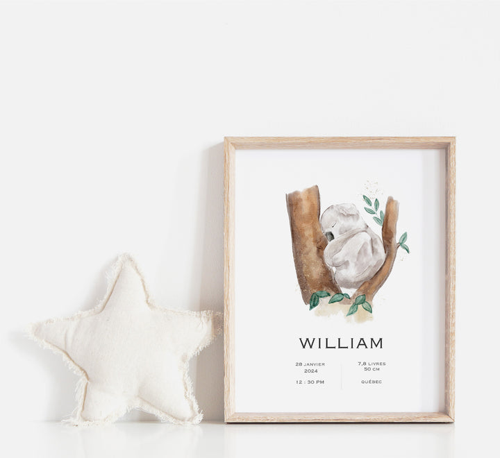 Affiche de naissance - Doux rêves petit Koala