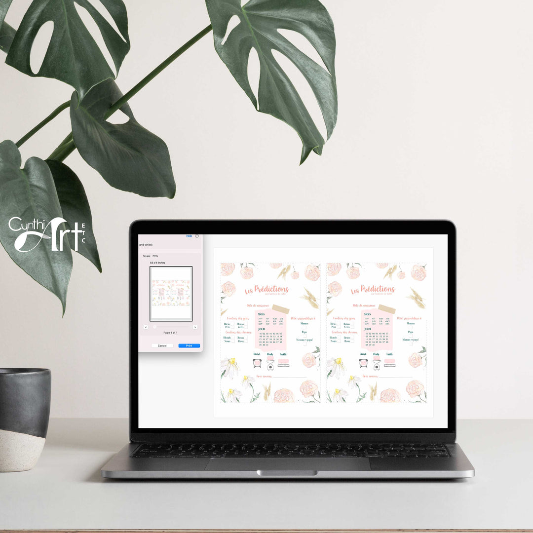 Duo : Cartons les prédictions et souhaits de bébé fleurs (version numérique seulement)