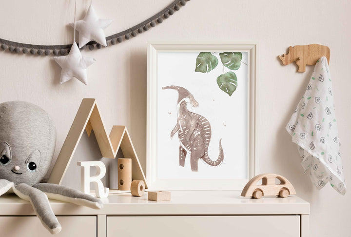 Illustration - Dinos - Parasaurolophus et monstera