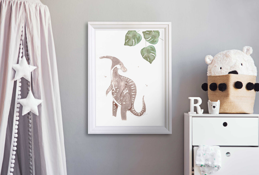 Illustration - Dinos - Parasaurolophus et monstera