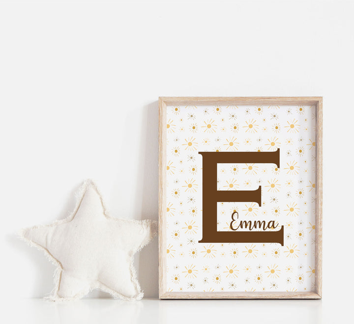 Affiche prénom et initiale - Minis soleils