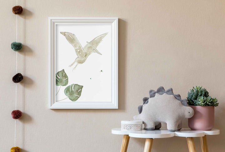 Illustration - Dinos - Ptérodactyle et monstera