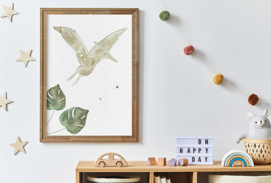 Illustration - Dinos - Ptérodactyle et monstera