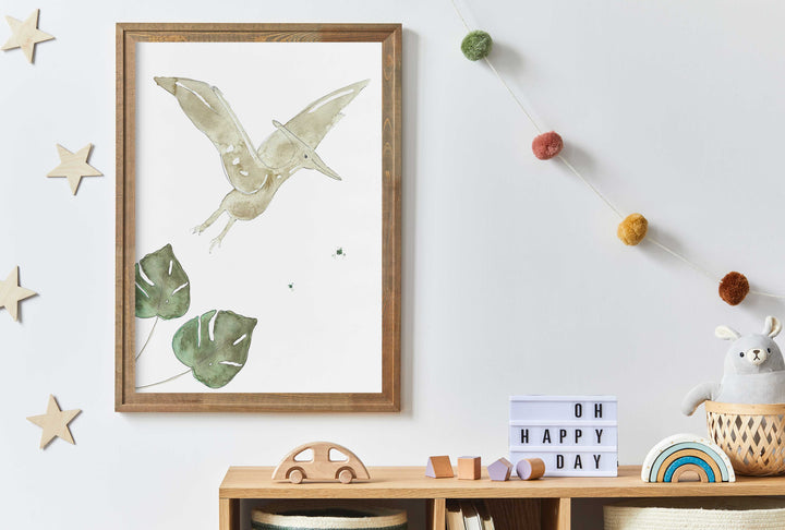 Illustration - Dinos - Ptérodactyle et monstera