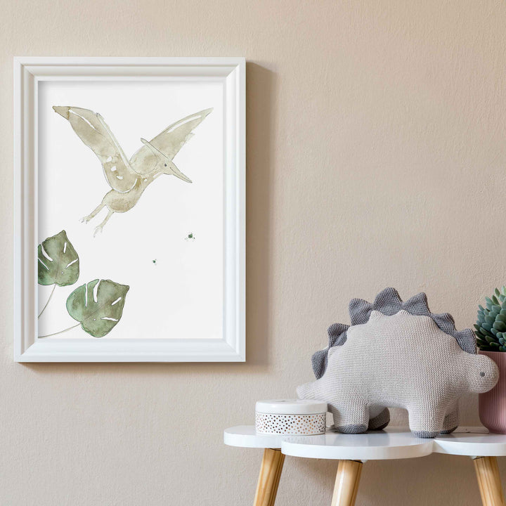 Ensemble 6 illustrations dinosaures et monstera