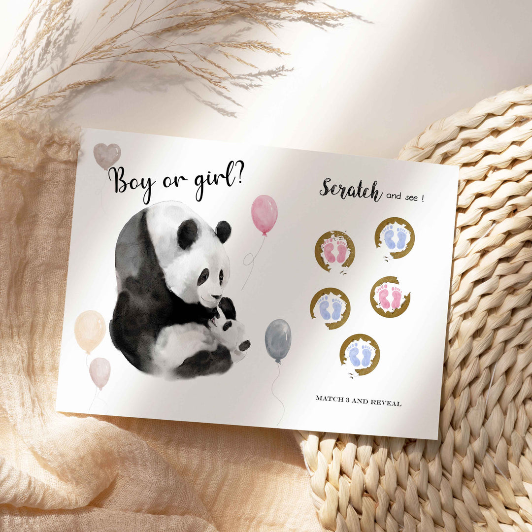 Carte à gratter: Fille ou garçon - jeu révélation de sexe de bébé (petits pieds roses ou bleus)