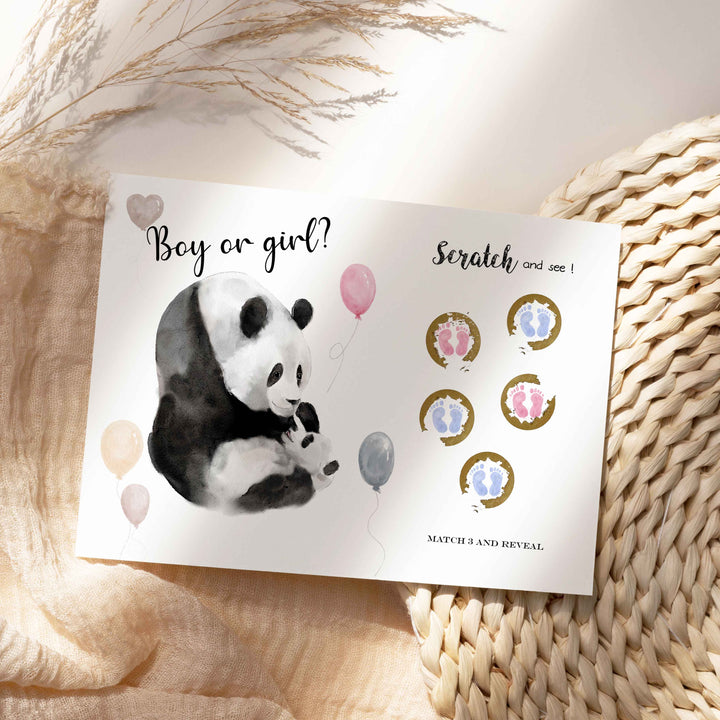 Carte à gratter: Fille ou garçon - jeu révélation de sexe de bébé (petits pieds roses ou bleus)