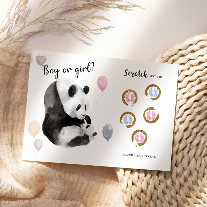 Carte à gratter: Fille ou garçon - jeu révélation de sexe de bébé (petits pieds roses ou bleus)