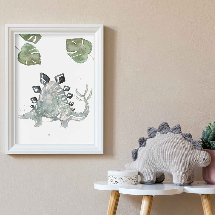 Illustration - Dinos - Stégosaure et monstera