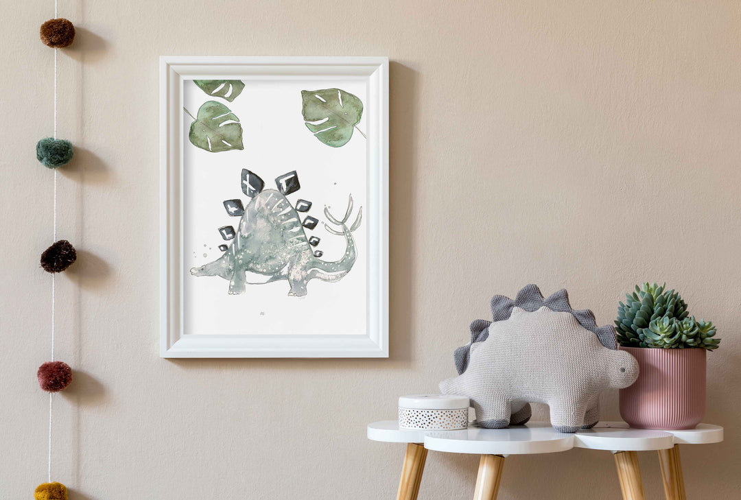 Ensemble 6 illustrations dinosaures et monstera