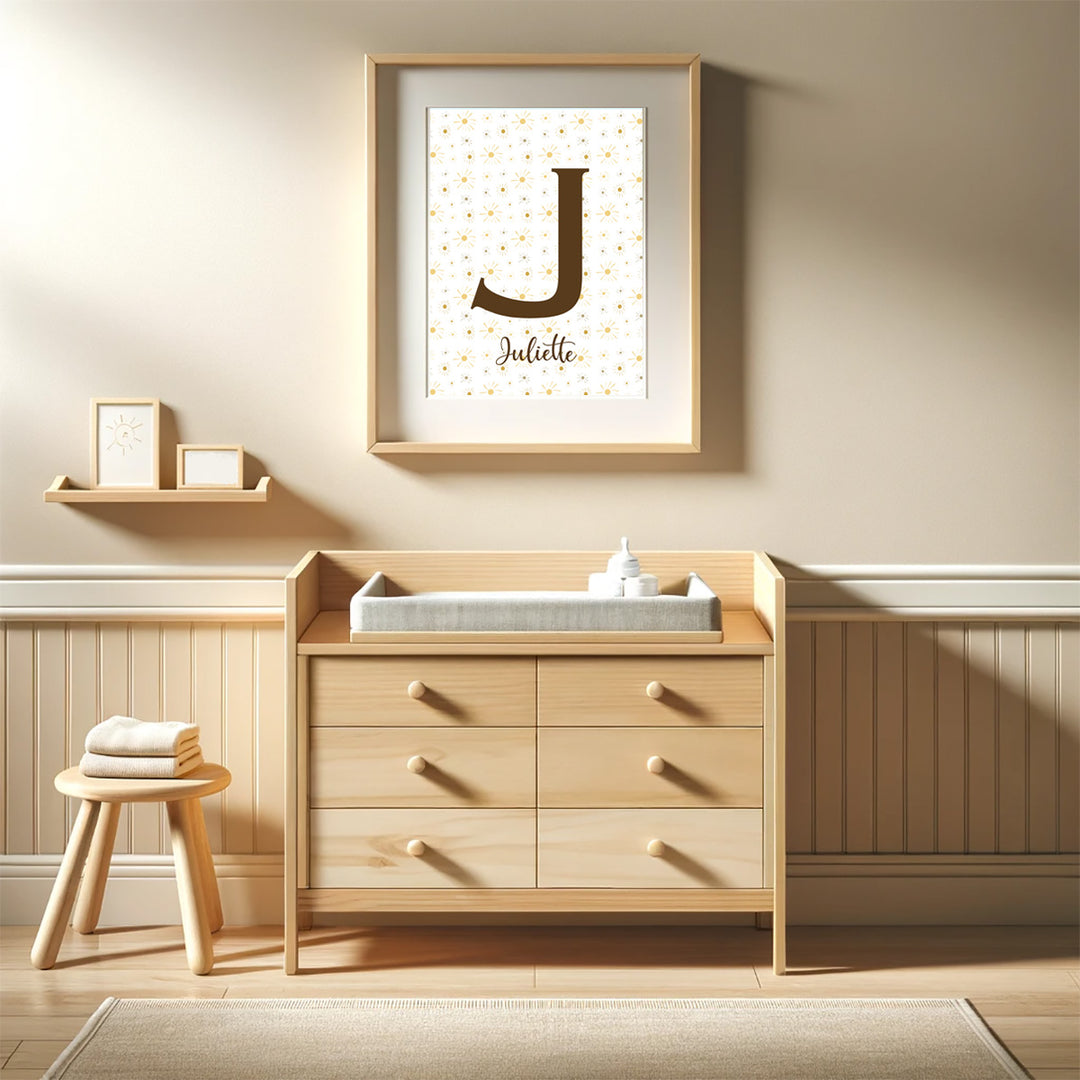 Affiche prénom et initiale - Minis soleils