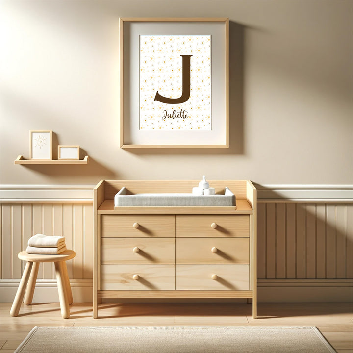 Affiche prénom et initiale - Minis soleils