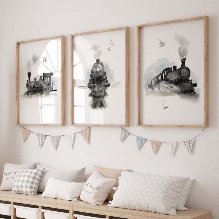 Ensemble affiches train vapeur  - Petit train va loin