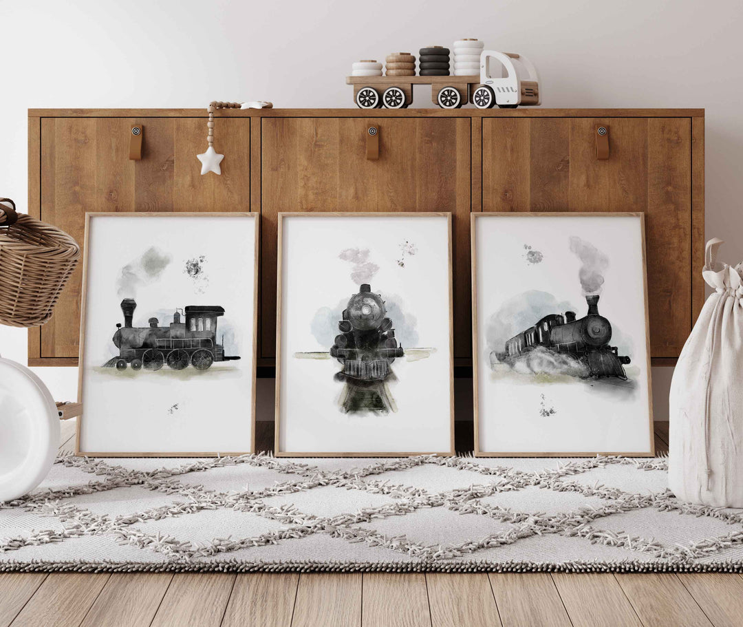 Ensemble affiches train vapeur  - Petit train va loin