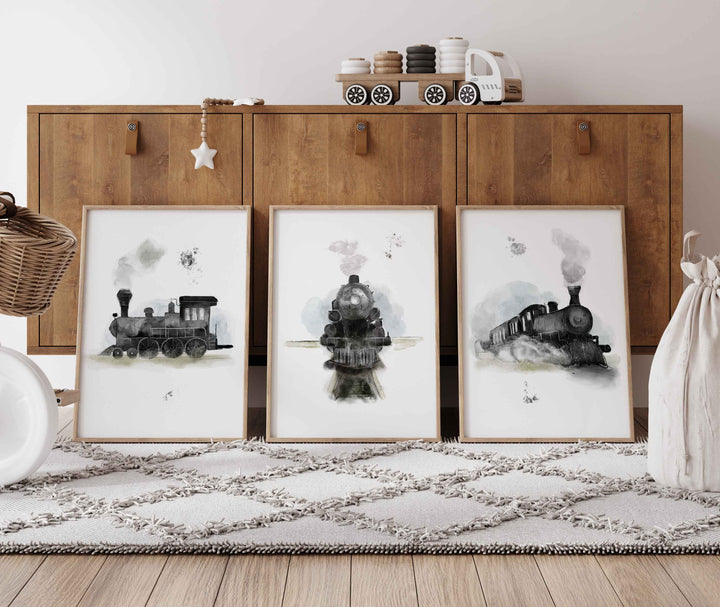 Ensemble affiches train vapeur  - Petit train va loin