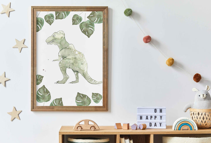 Illustration - Dinos - Tyrannosaure et monstera