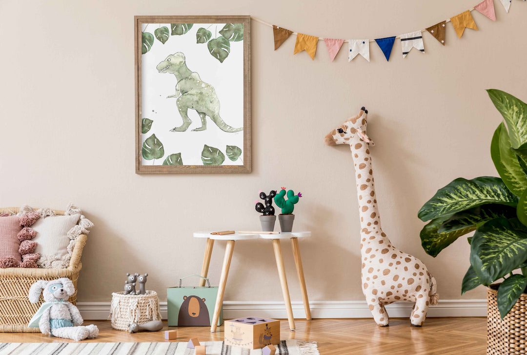 Illustration - Dinos - Tyrannosaure et monstera