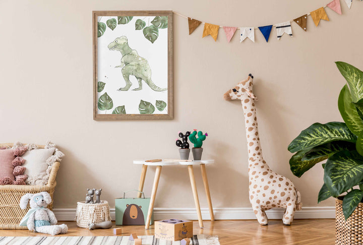 Illustration - Dinos - Tyrannosaure et monstera