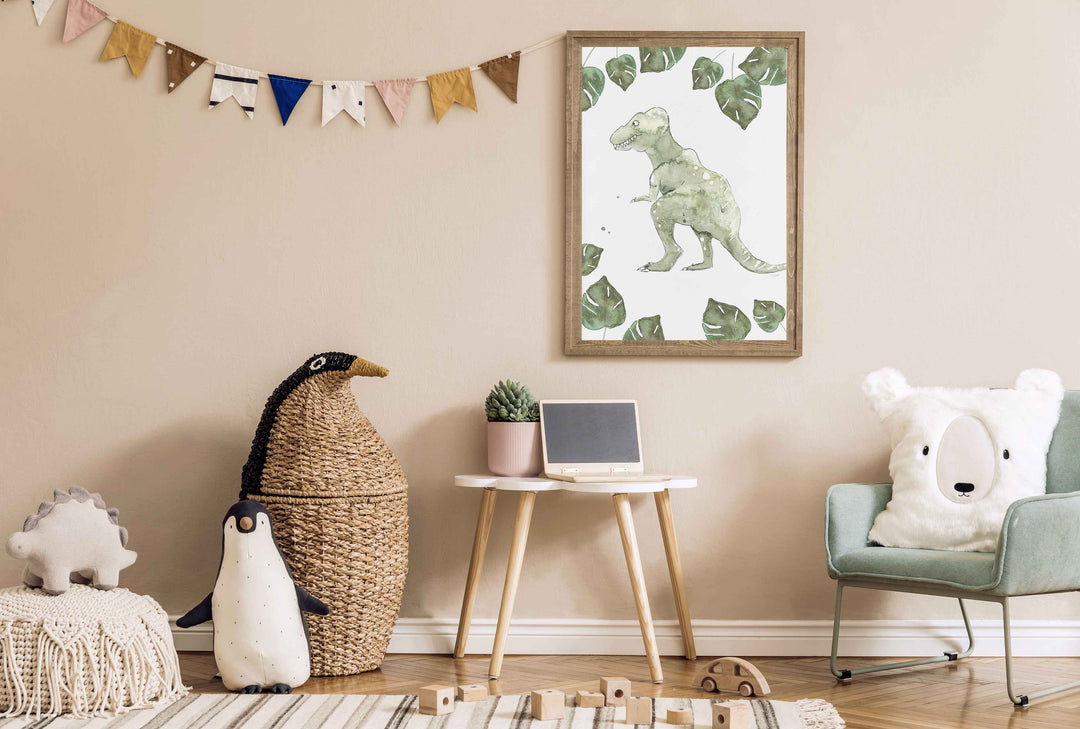 Illustration - Dinos - Tyrannosaure et monstera