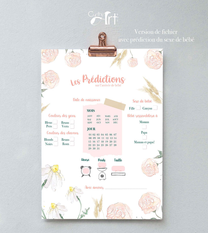 Duo : Cartons les prédictions et souhaits de bébé fleurs (version numérique seulement)
