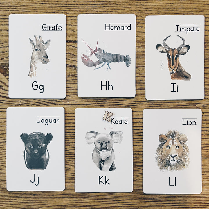 Cartes à lettres - Alphabet et nom des animaux