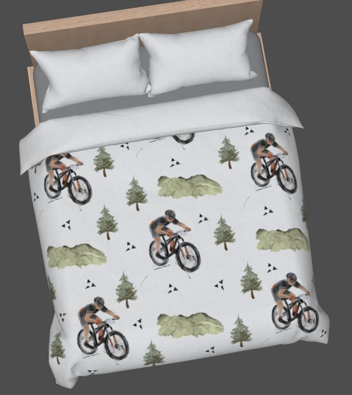 Housse de couette - vélo de montagne - naturel en satin de coton