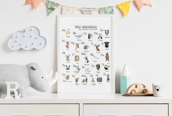 Affiche ludique: Abécédaire des animaux du monde