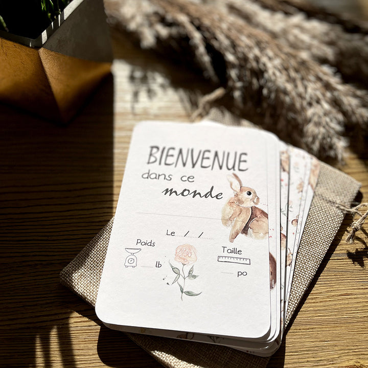 Cartes-étapes · bébé · Lapine et fleurs