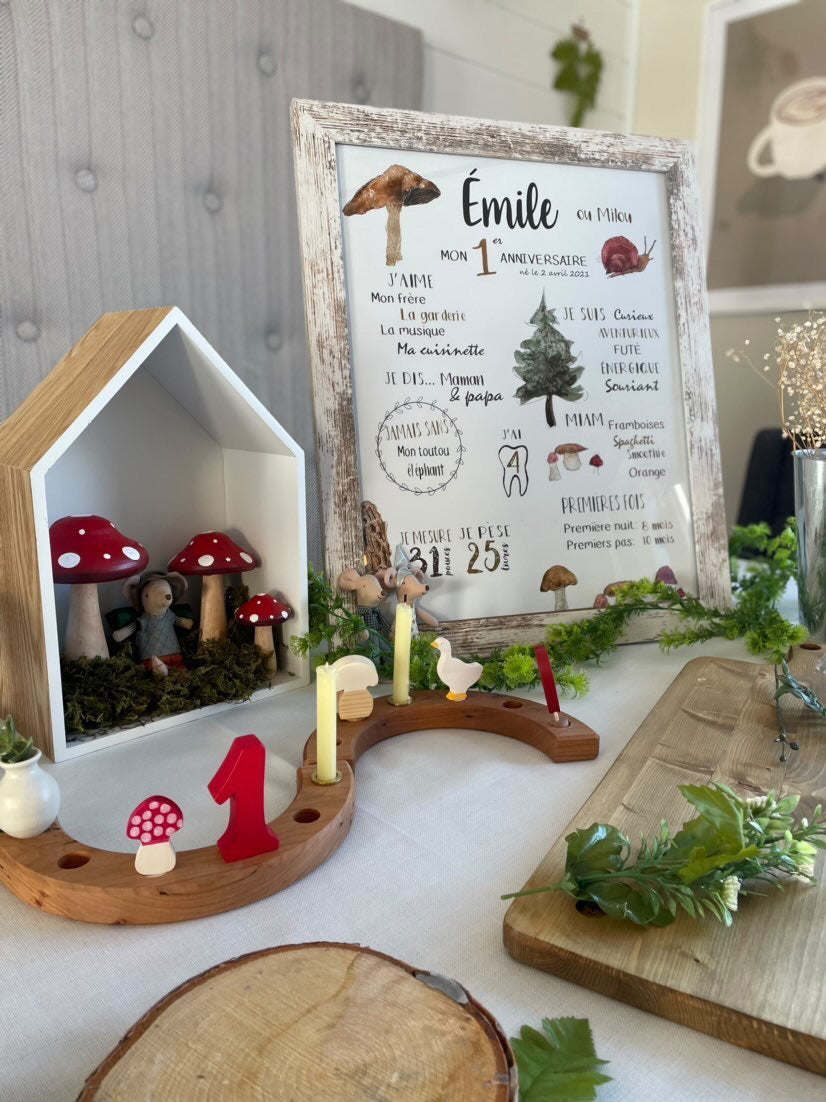 Affiche premier anniversaire champignons