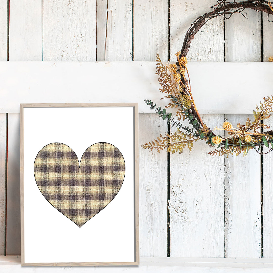Illustration de Noël - Coeur à carreaux jaune