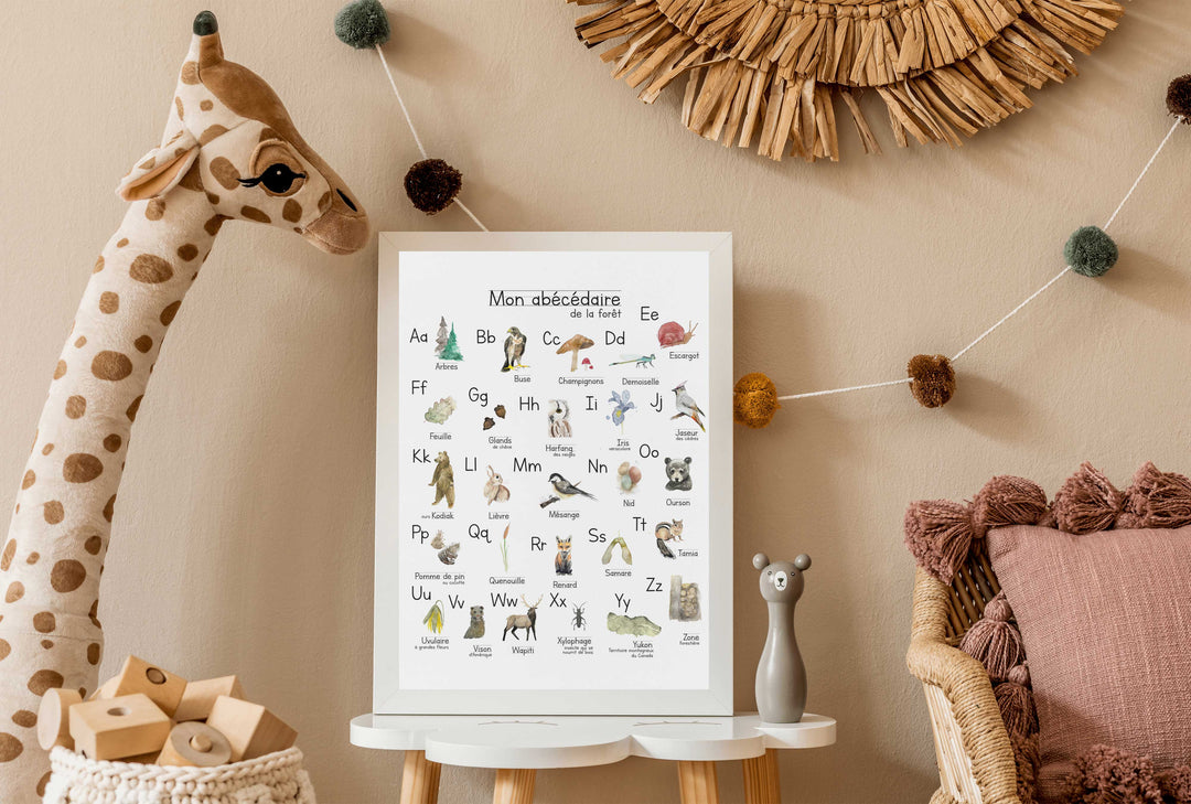 Affiche ludique: Abécédaire de la forêt - illustration
